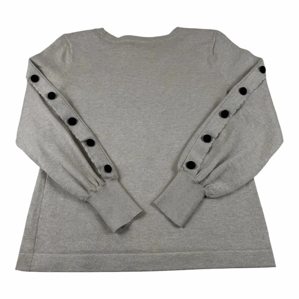 Karl Lagerfeld Metallic Balloon Sleeve Sweater Medium | Shimmer Knit A28 - Picture 3 of 6